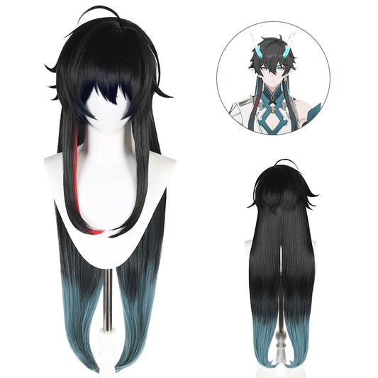 Ling Qi Honkai Star Dome Railway Dan Heng Drink Moon Jun Xiao Qinglong Ancient Style Cos Wig T Color Gradient Straight Hair