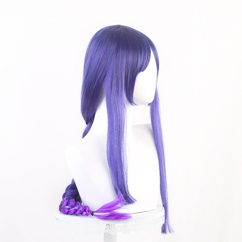 Genshin Wig Genshin Thunder General Wig Cos Silicone Simulation Scalp Wig Anime Twist Braids Wholesale