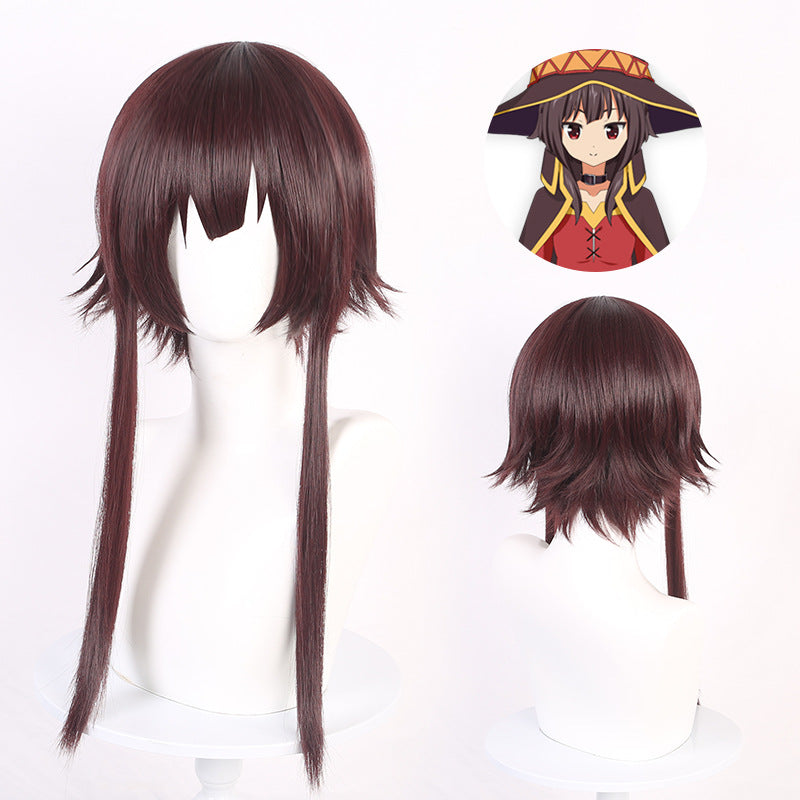 [Ling Qi] bless the beautiful world! Megumi dark brown red cosplay wig