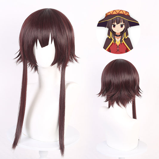 [Ling Qi] bless the beautiful world! Megumi dark brown red cosplay wig