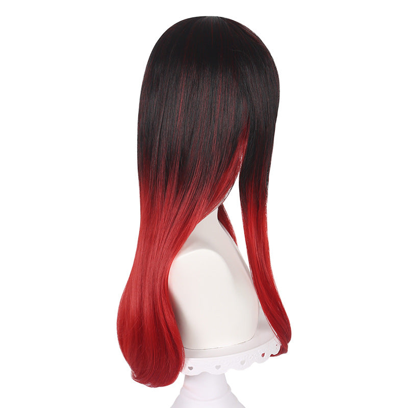 Lingqi windproof bell Winde Black COS Wig Black Red Long Straight COS Wig Factory Direct