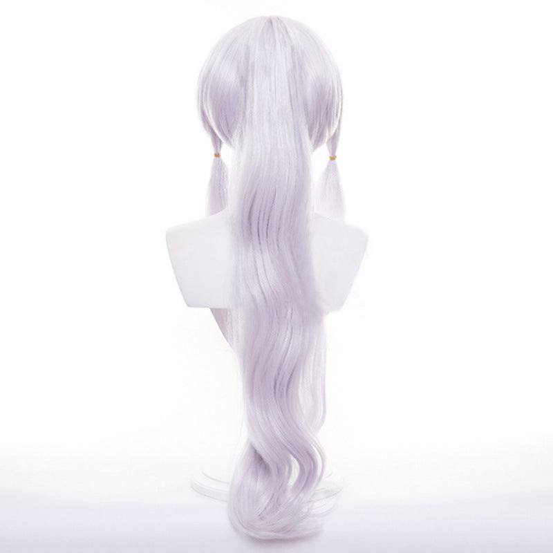 Genshin Impact Anime Kamisato Ayaka cos wig tiger mouth clip ponytail styling anime cos fake hair No need to trim the model