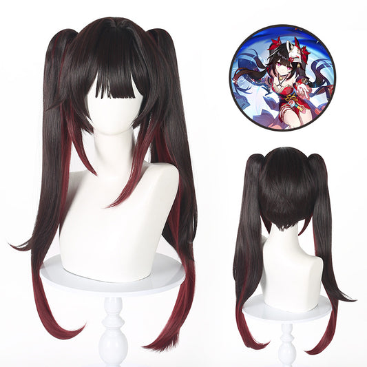 Lingqi Honkai Star Dome Railway fireworks cos wig scalp top tiger mouth clip ponytail gradient factory direct sales