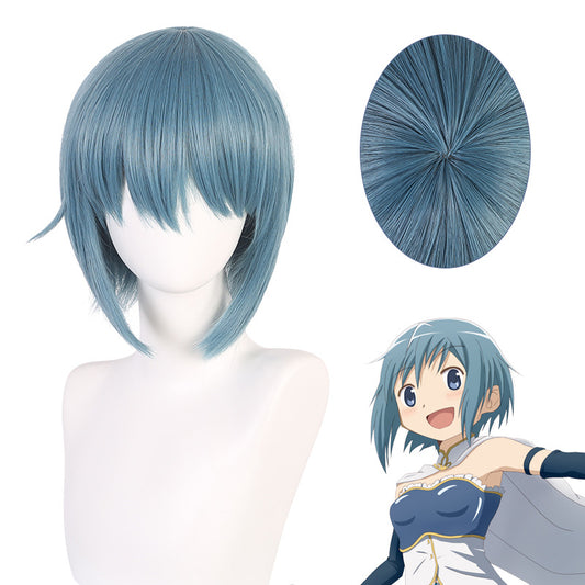Magical girl Madoka Miki Sayaka Light blue short hair styling short hair cos wig