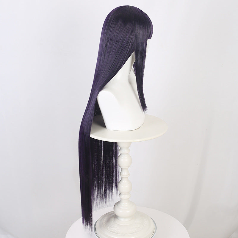 Ling Qi Naruto Hinata Hinata cos wig female dark blue costume long straight hair wind spread Hinata