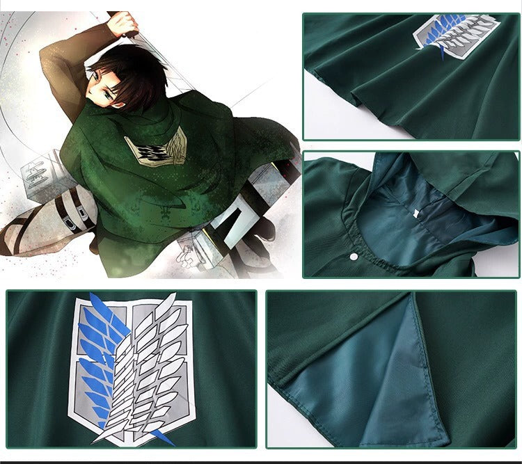 Levi Ackerman Attack on Titan Cloak Cosplay Costume Outfit Anime Expo Con Halloween
