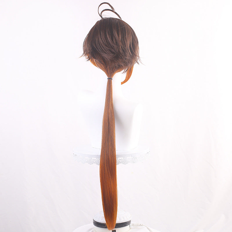 Ling Qi Genshin Zhongli cos wig God Rock Lord Master of the Hall of Death Mixed gradient braids
