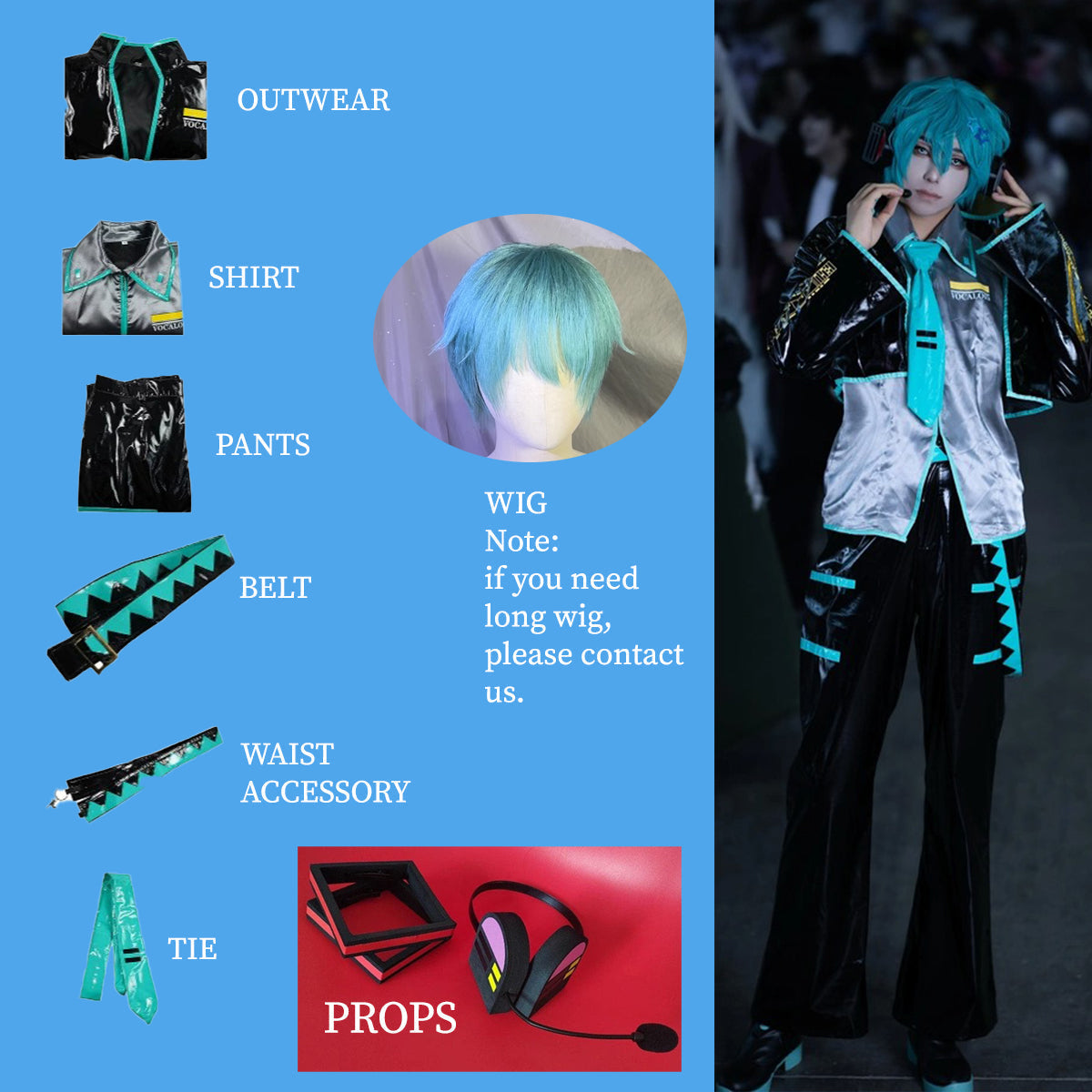 Male Miku, Cosplay Costume, Anime Outfit, Perfect for Cosplay Events