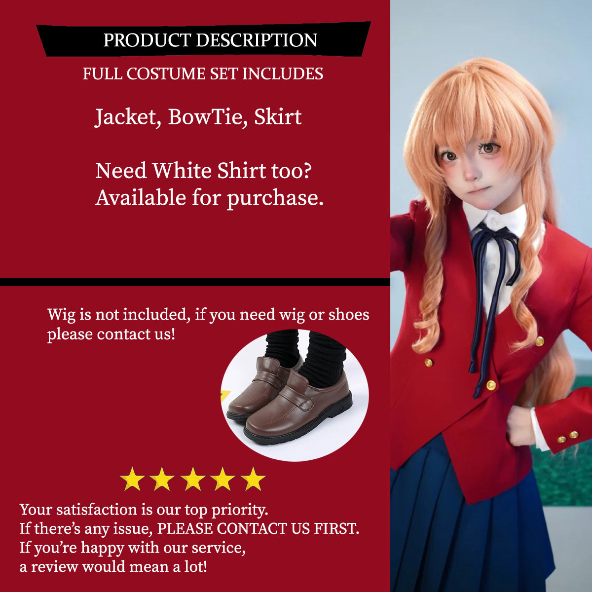 Tiger Dragon Toradora Cosplay Costume Outfit, Anime Events, Character Outfit