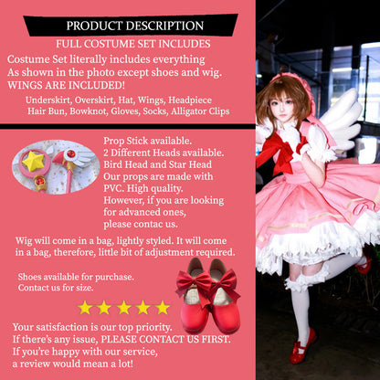 Sakura Complete Set With Wings Cosplay Costume Outfit, Anime Events, Character Outfit