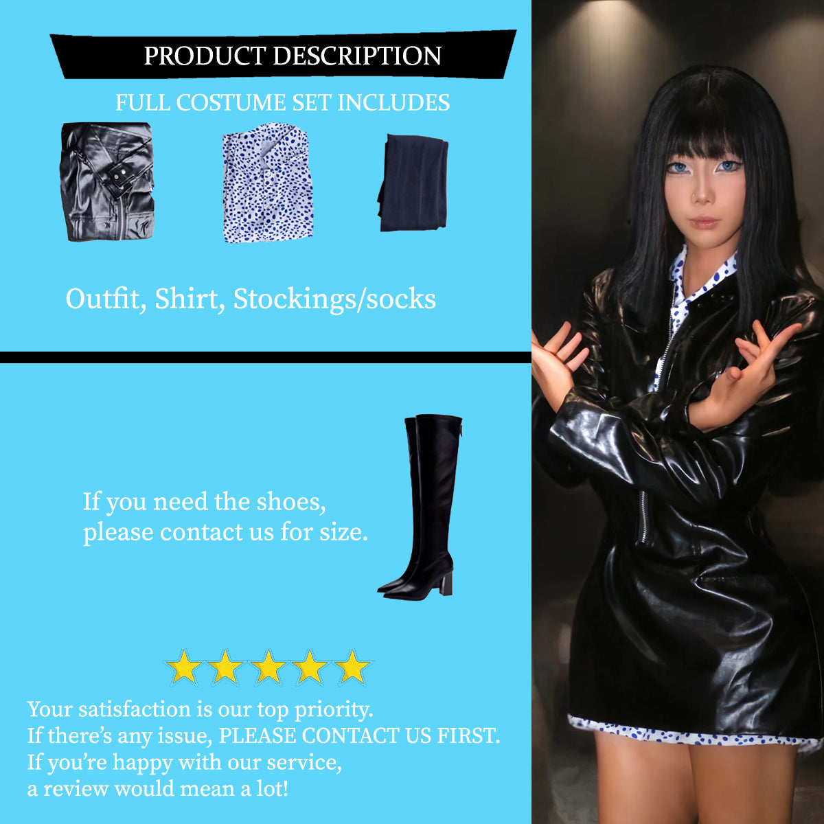 Nico-Robin Smoking Hot Black Cosplay Costume Outfit, Anime Events, Character Outfit