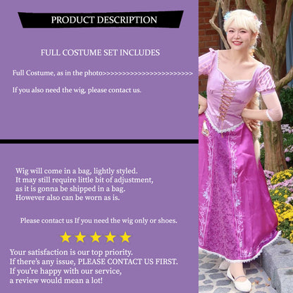 Rapunzel Princess Cosplay Costume Outfit, Anime Events, Character Outfit