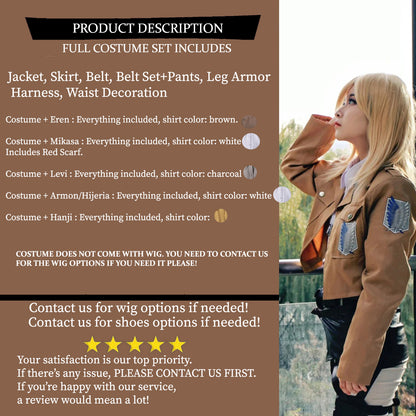 AoT Survey Corps Mikasa Levi Hange Eren Armin, Cosplay Costume Outfit, Anime Events, Character Outfit
